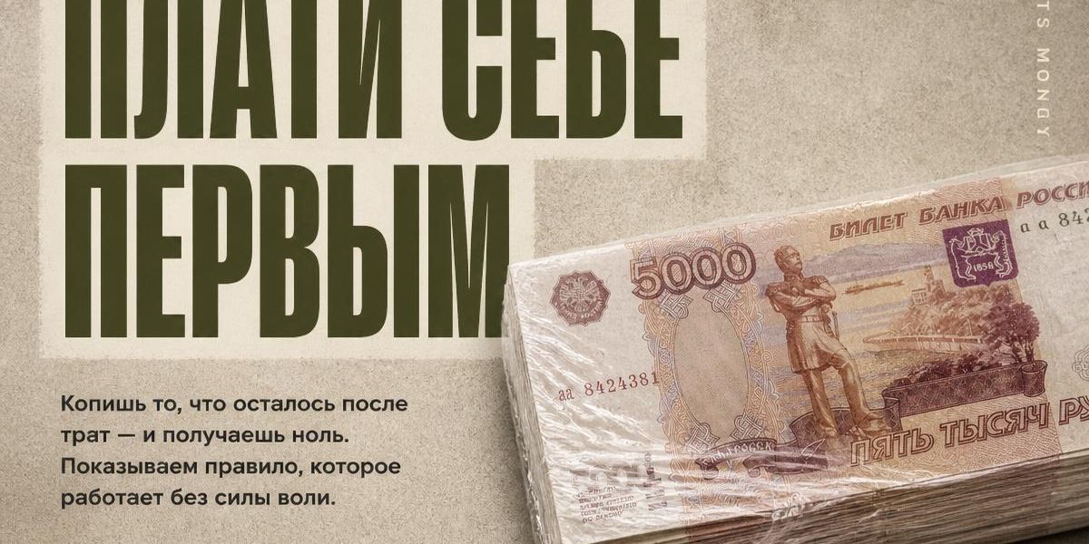 Пачка купюр по 5000 рублей в стрейч-плёнке — правило «плати себе первым»